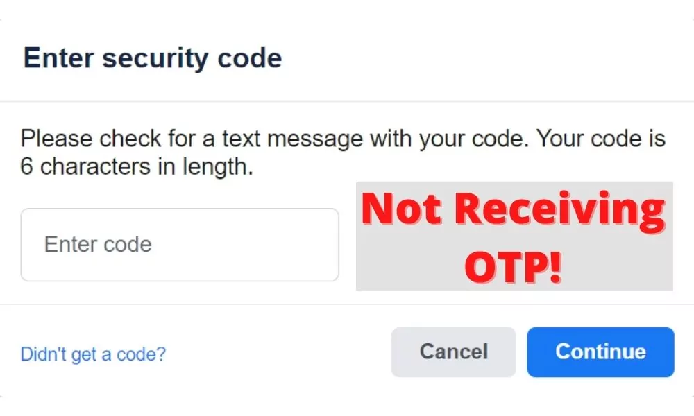 fb not receiving otp