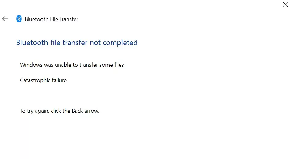 Windows catastrophic failure Bluetooth