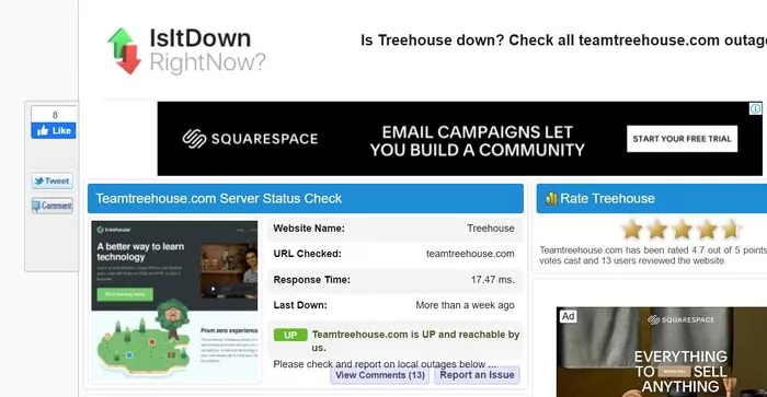 teamtreehouse.com server check