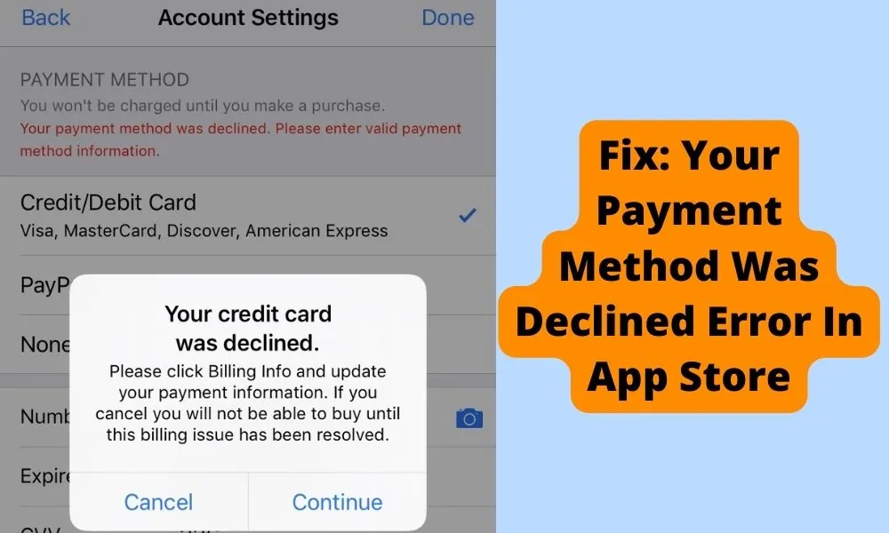 Fix Your Payment Method Was Declined Error In App Store